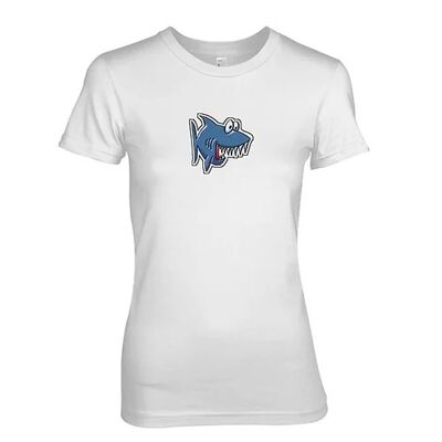T-shirt blu Ray Mascelle giocattolo da donna - T-shirt subacquea blu con squalo cartone animato (m)