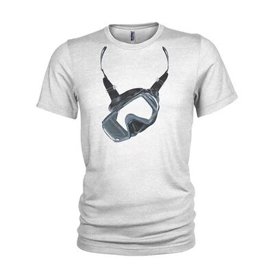 Scuba Mask - Maschera subacquea. T-shirt da uomo con design unico per attrezzatura subacquea (piccola) bianca