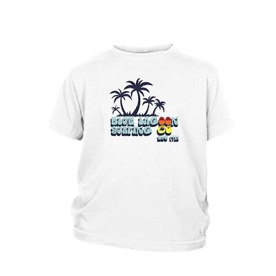 Niños - Retro - Blue Lagoon Vintage surf Club 1973 Camiseta clásica de playa (3-4, Blanco)
