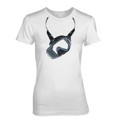 Blue Ray T-Shirts Scuba Mask – Tauchmaske Damen T-Shirt (x Large, Weiß)