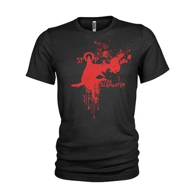 Stop The Slaughter - Camiseta para hombre contra el aleteo de tiburones Protest Hammerhead Shark (grande, negro)