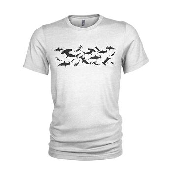 Hammerhead Shark Silhouette Shoal Scuba Diving T-shirt pour homme (XXX Large, Blanc)
