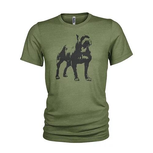 Blue Ray T-Shirts American Pit Bull Dog icon Favourite pet Screen Printed Mens Cotton T Shirt (x Large, Military Green)
