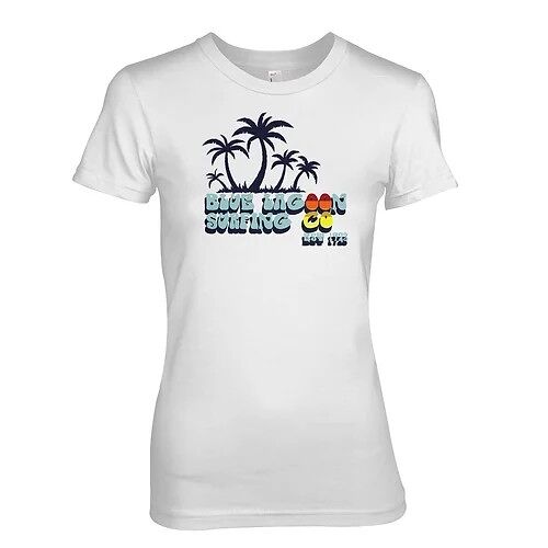 Retro - Blue Lagoon Vintage Surf Club 1973 Classic Ladies Beach T-Shirt (x Large, White)