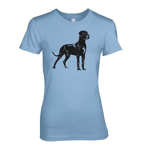 Great DANE Giant Dog & pet icon Original Design Ladies Dog T-Shirt (Small, Sky Blue)