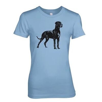 Great DANE Giant Dog & pet icon Original Design Ladies Dog T-Shirt (pequeño, azul cielo)