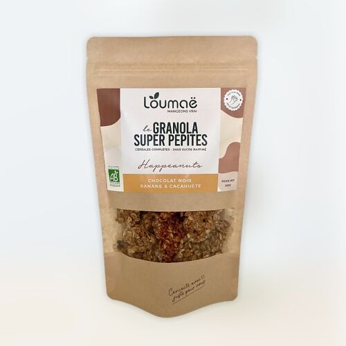 Granola Super Pépite Happeanuts - Chocolat noir, banane & cacahuète BIO