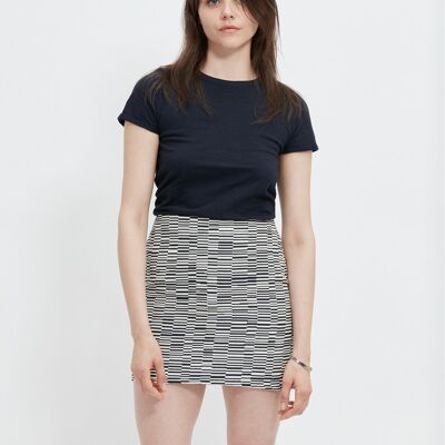 Short blue and white skirt