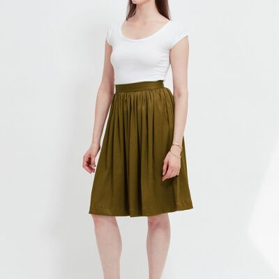 Khaki gathered skirt