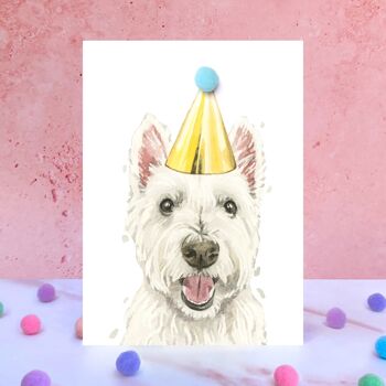 Carte d'anniversaire pompon chien West Highland Terrier 1