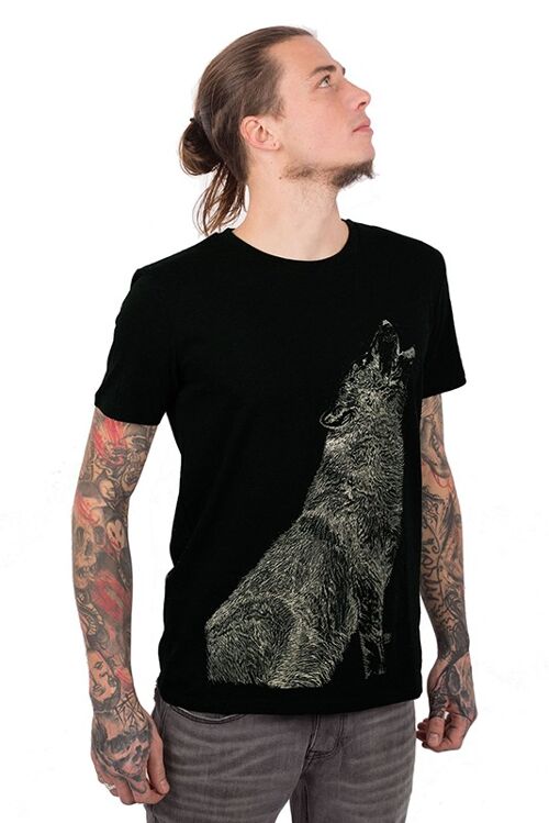 Wolf T-shirt unisex black (glow in the dark)