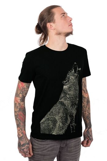 Wolf T-shirt unisexe noir (brillant dans le noir)