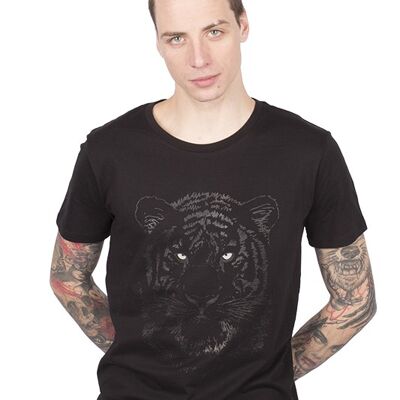Unisex-T-Shirt Tiger Schwarz (Glow in the Dark)