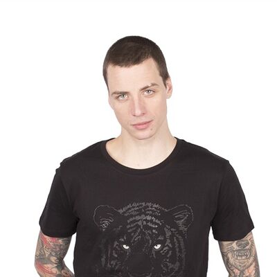 Unisex-T-Shirt Tiger Schwarz (Glow in the Dark)
