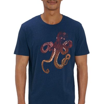 Octopus T-shirt heren navy