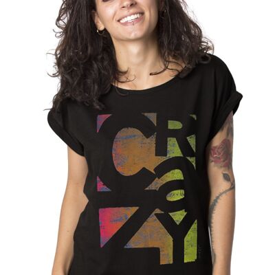 Crazy camiseta enrollable damas zwart