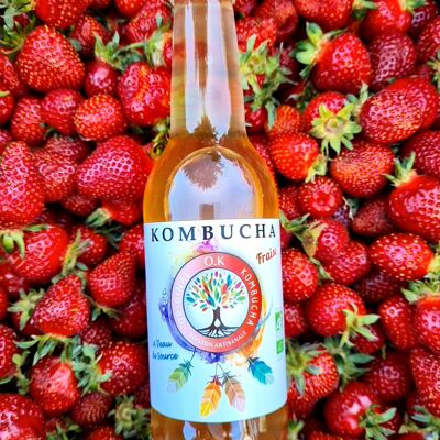 Artisanal kombucha green tea and strawberry juice 250ml