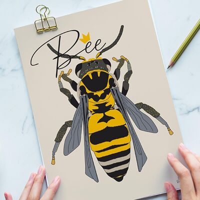 Postcard Bee - Queen Bee