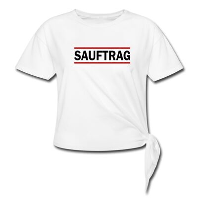 "SAUFTRAG" Crop Shirt weiß
