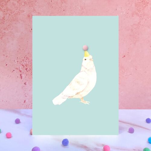 Dove Bird Pompom Birthday Card