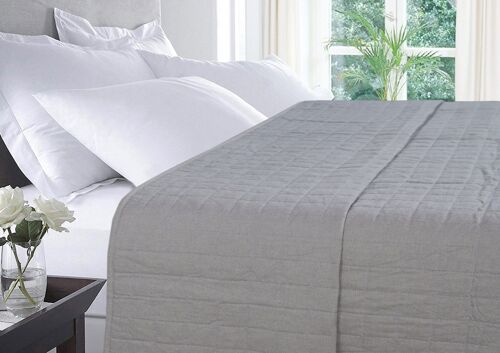 Cotton Check Bedcover - Grey - Small