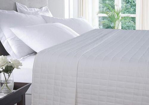 Cotton Check Bedcover - White - Small