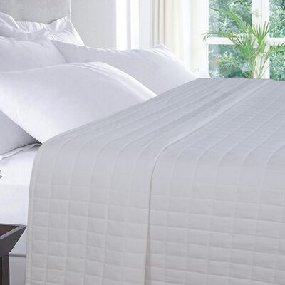 Cotton Check Bedcover - White - Small