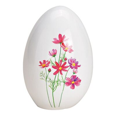 Ei mit Blumendekor aus Keramik, Weiß (B/H/T) 11x16x11cm