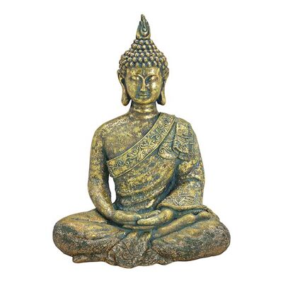Buddha sitzend aus Magnesia Gold (B/H/T) 47x65x27cm