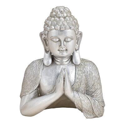 Buddha aus Poly Silber (B/H/T) 19x24x10cm