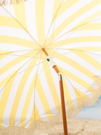 Parasol de terrasse extérieur jaune, parasol de plage UPF 50+ Protection larges rayures 12