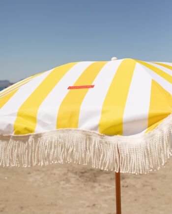 Parasol de terrasse extérieur jaune, parasol de plage UPF 50+ Protection larges rayures 9