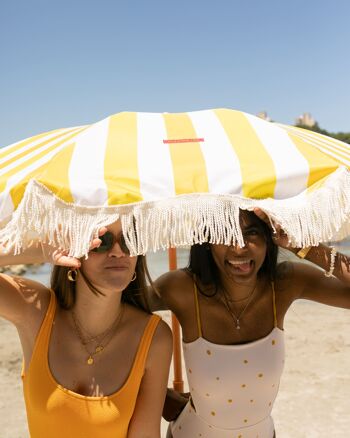 Parasol de terrasse extérieur jaune, parasol de plage UPF 50+ Protection larges rayures 11