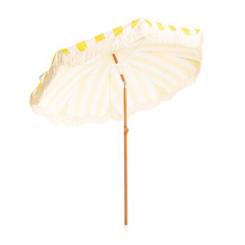 Parasol de terrasse extérieur jaune, parasol de plage UPF 50+ Protection larges rayures 2