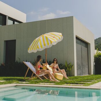 Parasol de terrasse extérieur jaune, parasol de plage UPF 50+ Protection larges rayures 6