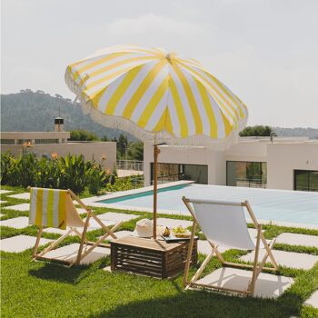 Parasol de terrasse extérieur jaune, parasol de plage UPF 50+ Protection larges rayures 4