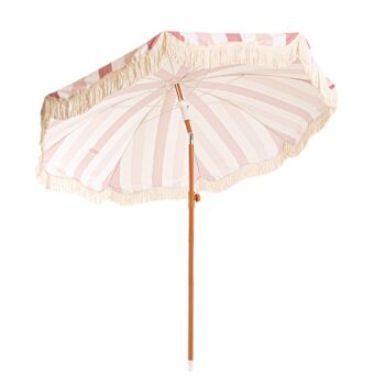 Parasol de terrasse extérieur rose, parasol de plage UPF 50+ Protection larges rayures 2