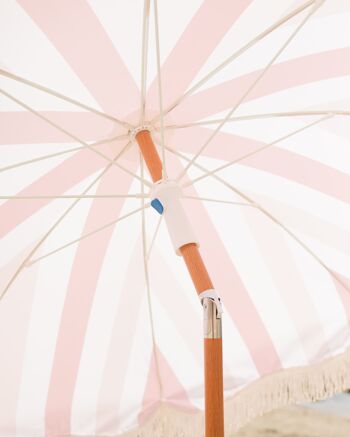 Parasol de terrasse extérieur rose, parasol de plage UPF 50+ Protection larges rayures 9