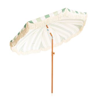 Parasol de terrasse extérieur vert, parasol de plage UPF 50+ Protection larges rayures 2