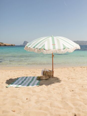 Parasol de terrasse extérieur vert, parasol de plage UPF 50+ Protection larges rayures 4