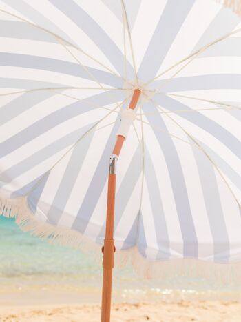 Parasol de terrasse extérieur bleu, parasol de plage UPF 50+ Protection larges rayures 9