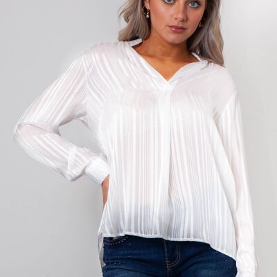 Blusa in chiffon a righe bianche