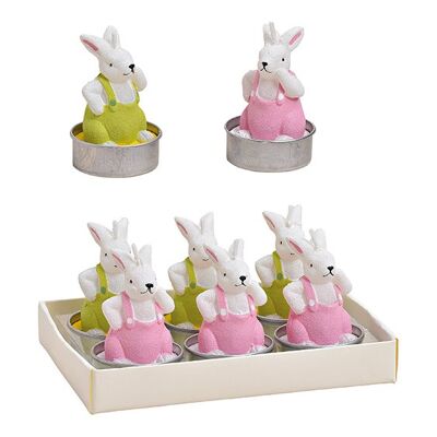 Teelicht-Set Hase 4x6x4cm Bunt 6er Set, (B/H/T) 10x7x14cm