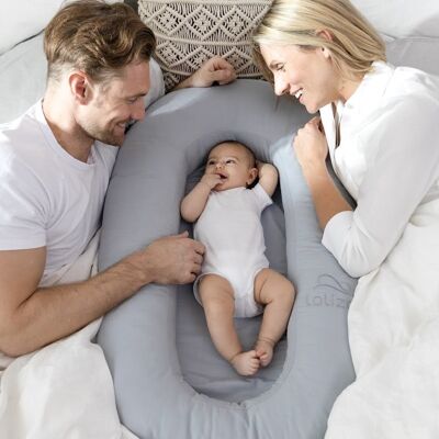 Lalizou babynest organic cotton gray with embroidery