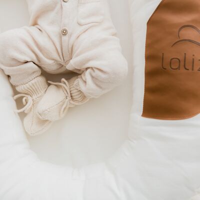 Lalizou Babynest BIO-Baumwolle Weiß mit Patch