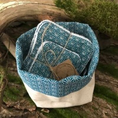 Washable wipes with basket – Blue Origami