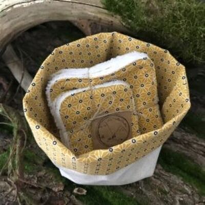 Toallitas lavables con cesta – Amarillo Origami