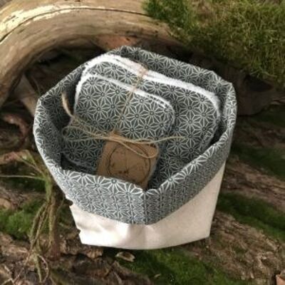 Toallitas lavables con cesta – Origami caqui