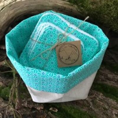 Washable wipes with basket – Origami mint green