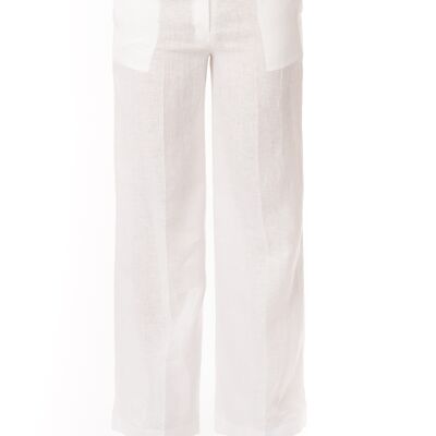 pantalón clásico de lino blanco con cintura normal
